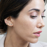 Emerald Evil Eye Flat Back Stud Earrings in Solid 14k Yellow Gold