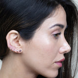 Pink Opal Huggie Earring in Solid 14k Rose Gold