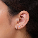 Bead Cluster Flat Back Stud Earrings in Solid 14k Yellow Gold