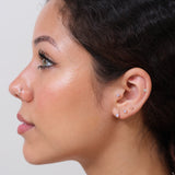 Pink Opal Huggie Earring in Solid 14k Rose Gold