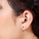 Three Star Flat Back Stud Earrings in Solid 14k Yellow Gold