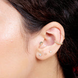 Bead Cluster Flat Back Stud Earrings in Solid 14k Rose Gold