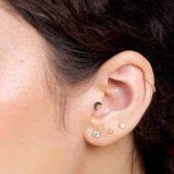 Bead Cluster Flat Back Stud Earrings in Solid 14k Rose Gold