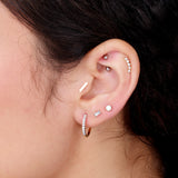 Diamond Baguette Flat Back Stud Earrings in Solid 14k White Gold