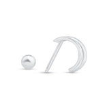 Double Hoop Illusion Ear Cuff Earring in Solid 14k White Gold