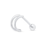 Double Hoop Illusion Ear Cuff Earring in Solid 14k White Gold