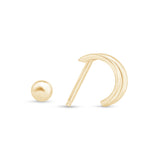 Double Hoop Illusion Ear Cuff Earring in Solid 14k Yellow Gold