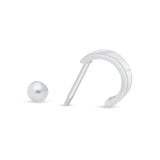 Wide Huggie Hoop Earring in Solid 14k White Gold
