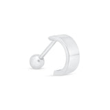 Wide Huggie Hoop Earring in Solid 14k White Gold