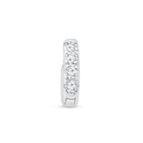 Cubic Zirconia Studded Huggie Hoop in Solid 14k White Gold