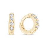 Cubic Zirconia Studded Huggie Hoop in Solid 14k Yellow Gold
