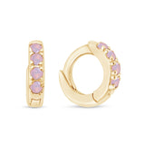 Opal Pavé Studded Huggie Earring in Solid 14k Yellow Gold