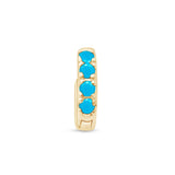 Turquoise Pavé Studded Huggie Hoop in Solid 14k Yellow Gold