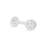 Oval Gemstone Flat Back Stud Earrings in Bezel Set in Solid 14k White Gold