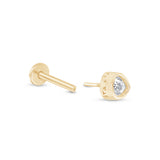 Pear Gemstone Flat Back Stud Earrings Bezel Set in Solid 14k Yellow Gold