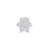 Seven Diamond Flower Flat Back Stud Earrings in Solid 14k White Gold