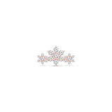 Diamond Three Flower Garland Flat Back Stud Earrings in Solid 14k Rose Gold
