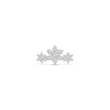 Diamond Three Flower Garland Flat Back Stud Earrings in Solid 14k White Gold