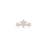 Diamond Three Flower Garland Flat Back Stud Earrings in Solid 14k Yellow Gold