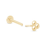 Trinity Beaded Cluster Flat Back Stud Earrings in Solid 14k Yellow Gold