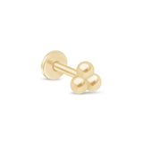 Trinity Beaded Cluster Flat Back Stud Earrings in Solid 14k Yellow Gold