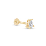 Pear Gemstone Flat Back Stud Earrings in Solid 14k Yellow Gold