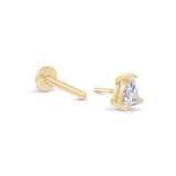 Pear Gemstone Flat Back Stud Earrings in Solid 14k Yellow Gold