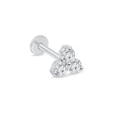 Diamond Trinity Cluster Flat Back Stud Earrings in Solid 14k White Gold