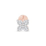 Diamond Four Petal Flower Flat Back Stud Earrings in Solid 14k Rose Gold