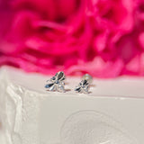 Minimalist Bee Flat Back Stud Earrings in Solid 14k White Gold