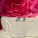 Minimalist Bee Flat Back Stud Earrings in Solid 14k White Gold