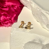 Minimalist Bee Flat Back Stud Earrings in Solid 14k Yellow Gold