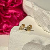 Minimalist Bee Flat Back Stud Earrings in Solid 14k Yellow Gold
