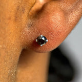 Black Diamond Cartilage Flat Back Stud Earrings in Solid 14k White Gold