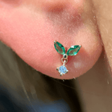 Emerald Double Marquise Drop in Solid 14k Yellow Gold