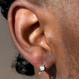 Bezel Set Opal Huggie in Solid 14k Yellow Gold