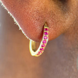Ruby Cartilage Hoop in Solid 14k Yellow Gold