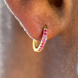 Ruby Cartilage Hoop in Solid 14k Yellow Gold