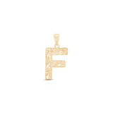 Radiant-Cut Initial Pendant in Solid 10k Yellow Gold - F