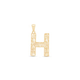 Radiant-Cut Initial Pendant in Solid 10k Yellow Gold - H