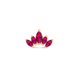 Marquise Cut Five Petal Ruby Lotus Flat Back Stud Earrings in Solid 14k Yellow Gold