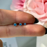 London Blue Topaz Flat Back Stud Earrings Milgrain Set in Solid 14k Yellow Gold