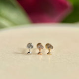 Cupid's Arrow Diamond Studded Flat Back Stud Earrings in Solid 14k Rose Gold