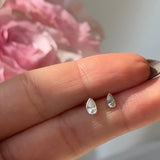 Pear Gemstone Flat Back Stud Earrings Bezel Set in Solid 14k Yellow Gold