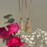 Radiant-Cut Initial Pendant in Solid 10k Yellow Gold - A