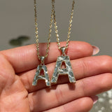 Radiant-Cut Initial Pendant in Solid 10k Yellow Gold - A