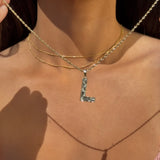Radiant-Cut Initial Pendant in Solid 10k Yellow Gold - L