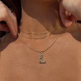 Radiant-Cut Initial Pendant in Solid 10k Yellow Gold - L