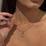 Radiant-Cut Initial Pendant in Solid 10k Yellow Gold - L