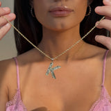 Radiant-Cut Initial Pendant in Solid 10k Yellow Gold - K